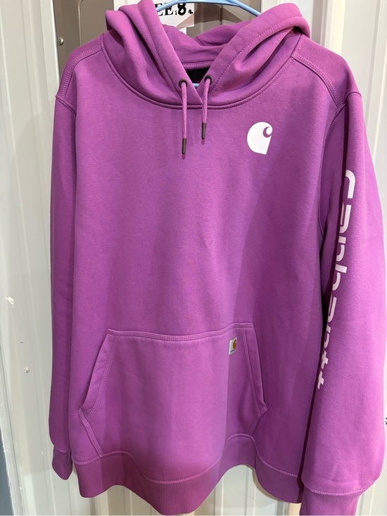 Carhartt Sweaters - Carhartt Violet Relaxed Fit Pullover Hoodie with White Logo